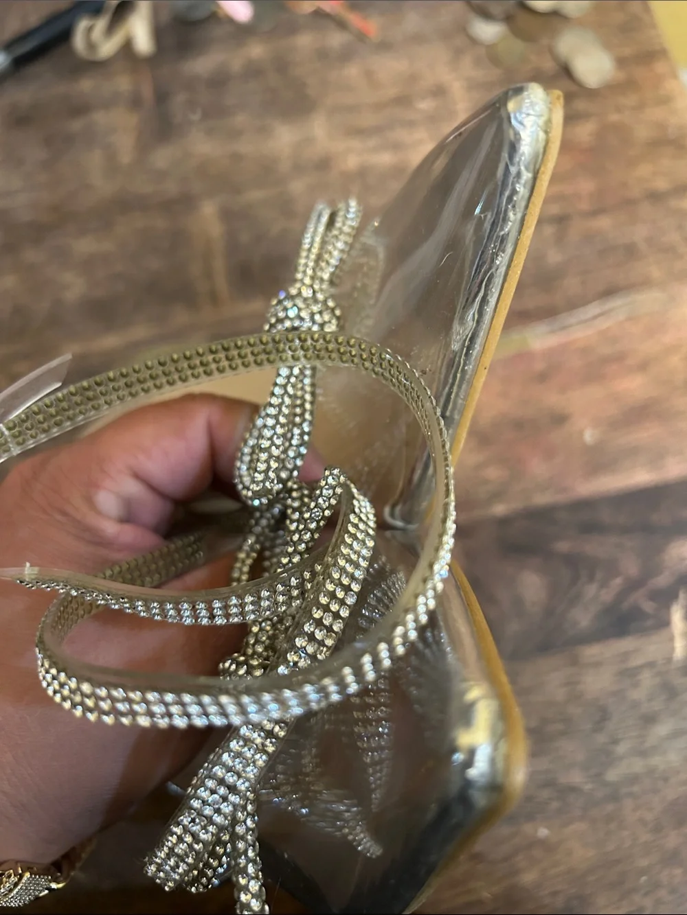 So Me Silver Pointed Toe Rhinestone Bow Slingback Heels